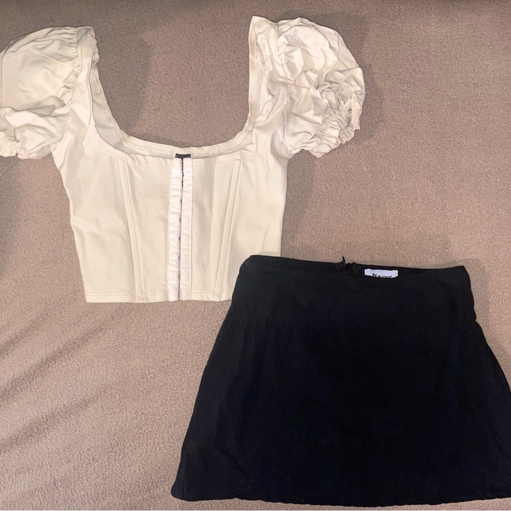 romantic taupe corset crop top xs - windsor, coquette, puff shoulder, balletcore